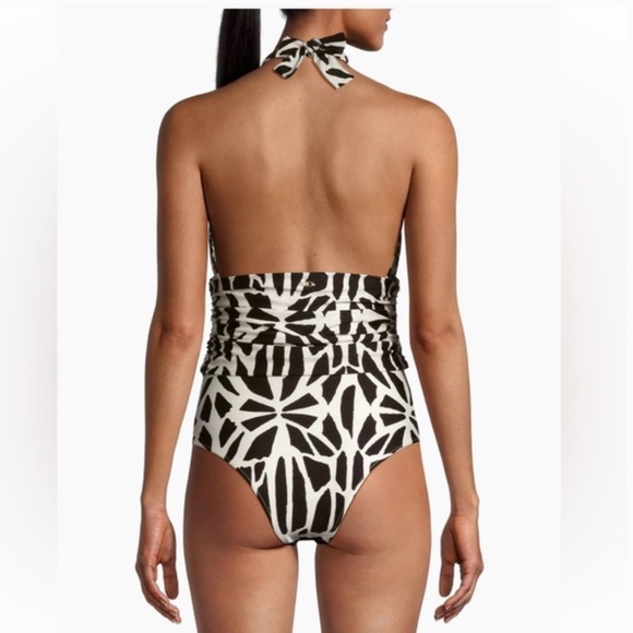 PatBO Geometric Plunge Halter One-Piece Swimsuit Size Medium - Picture 2 of 6